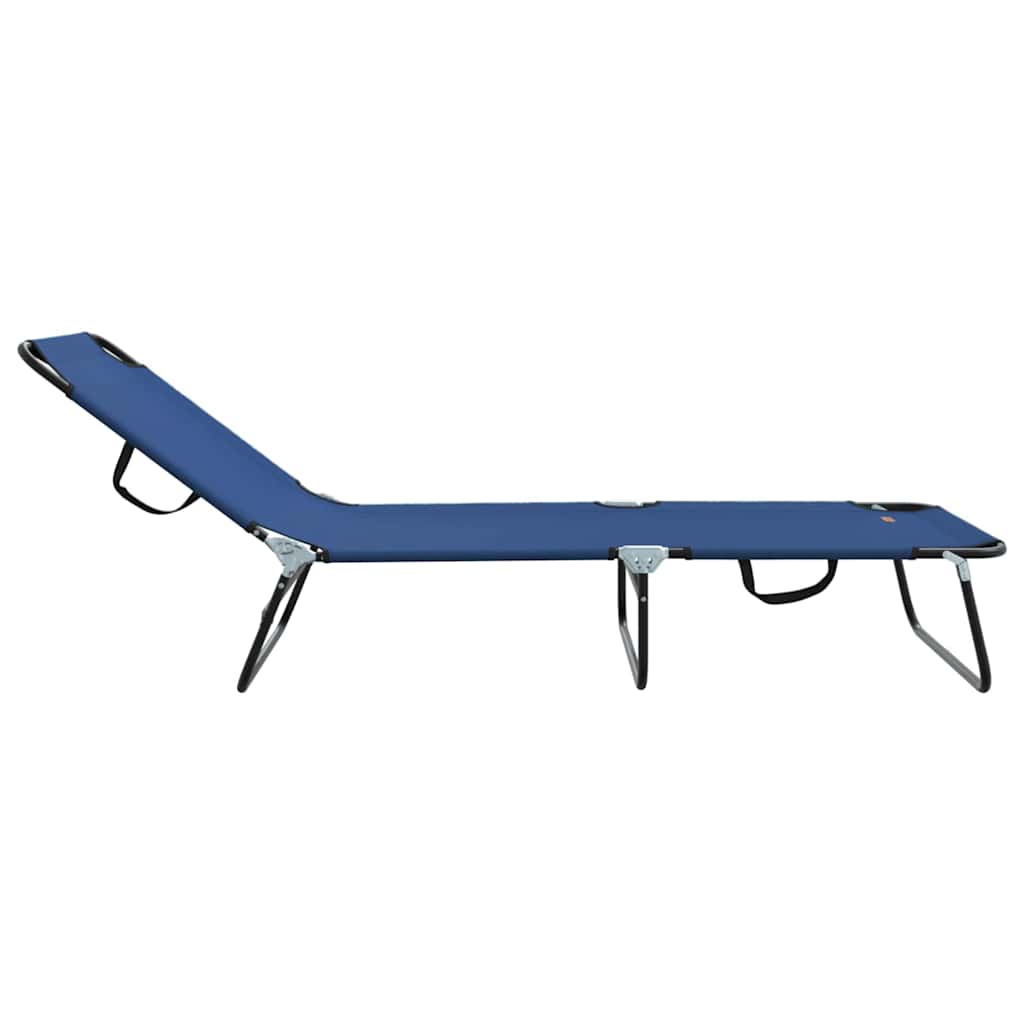 Folding Sun Lounger Folding Blue 56 x 189 x 87cm Fabric